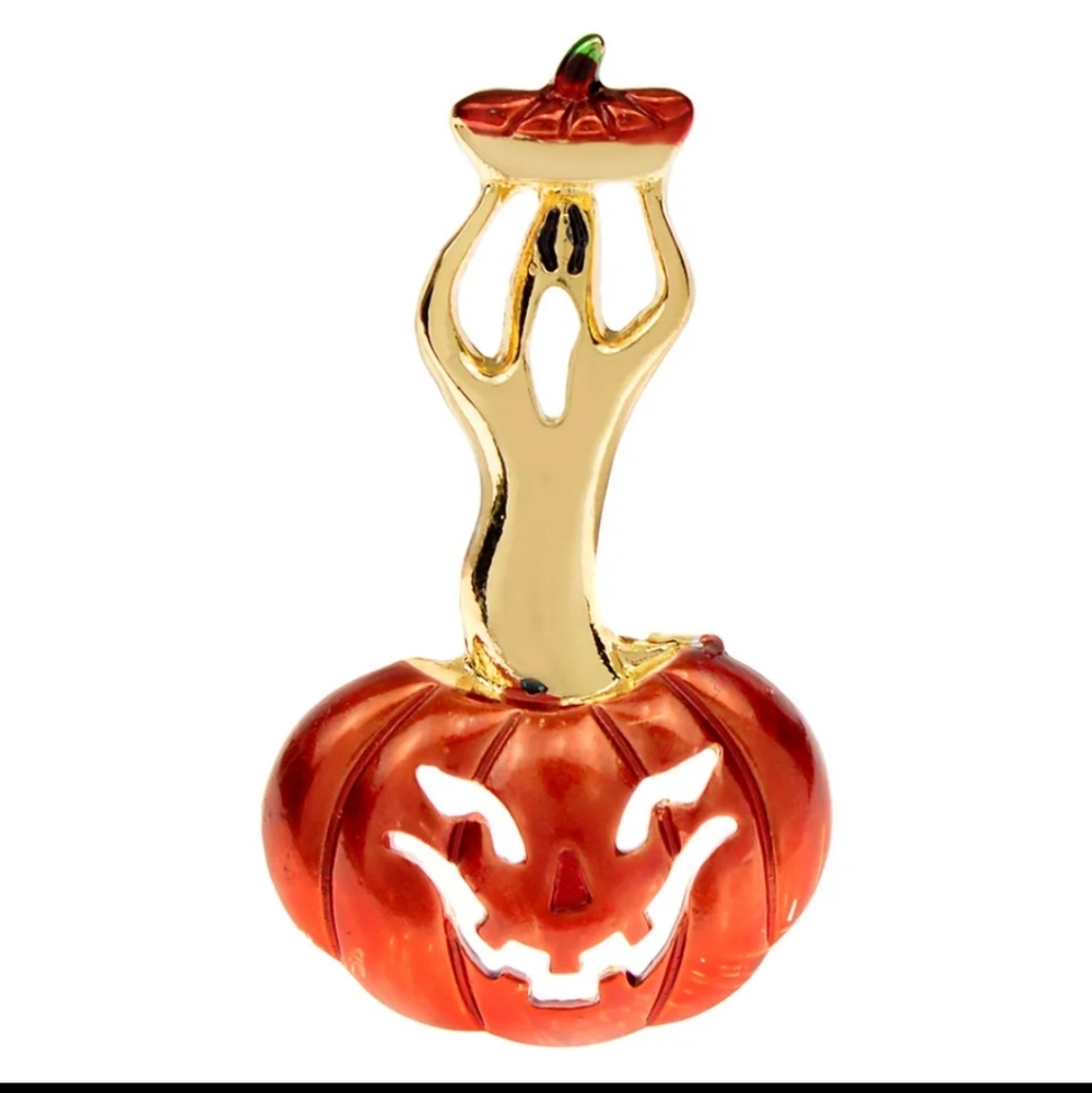 Pumpkin ghost brooch pin Halloween costume party gift gold plated GP New